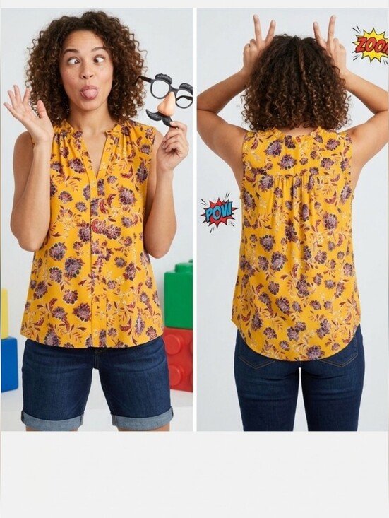 Market & Spruce Tops - Market & Spruce Mustard Floral Blouse